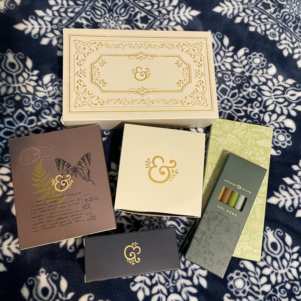 NEW Archer and Olive Washi Tape, Wax Seal, Ink Pad, Pencils, Accessories Box